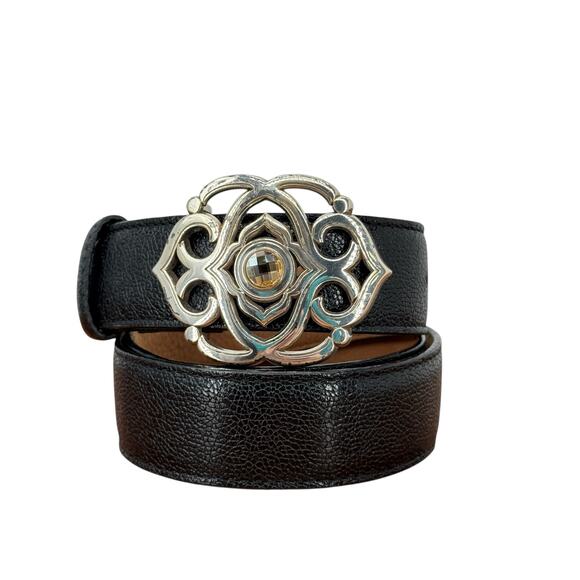 Brighton Jeweled Buckle Belt SZ S Women Black Gothic Whimsigoth Goth Renaissance main image 12